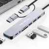 QOLTEC USB-C centrmezgls 4x USB + SD/TF karšu lasītājs, modelis 53794