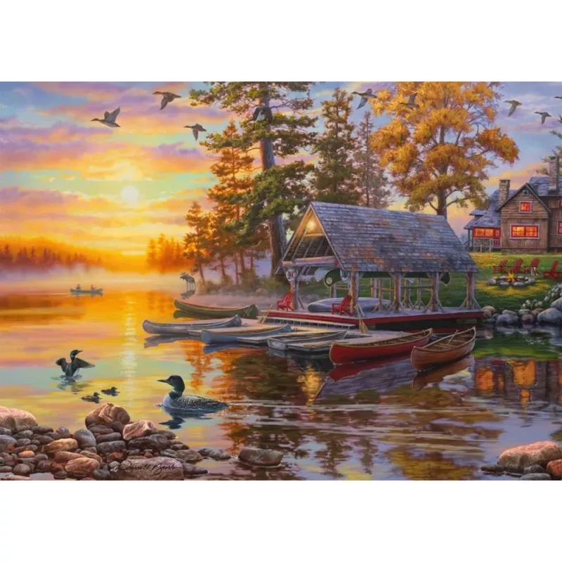 1000 gab. puzle schmidt spiele Darrell Bush Boathouse ar kanoe laivām, 1000 gab.