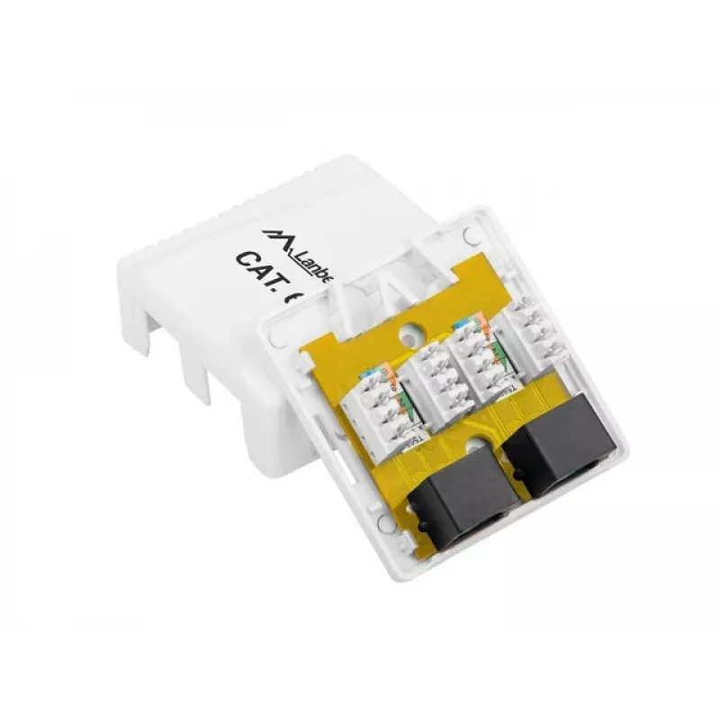 LANBERG Outlet Box RJ-45 Cat6 OU6-0002-W balta, 2 ligzdas, 30×54×57 mm