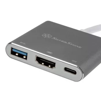 SilverStone SST-EP08C - USB 3.1 Type-C Adapteris uz HDMI/USB Type C/USB Type A - Sudraba