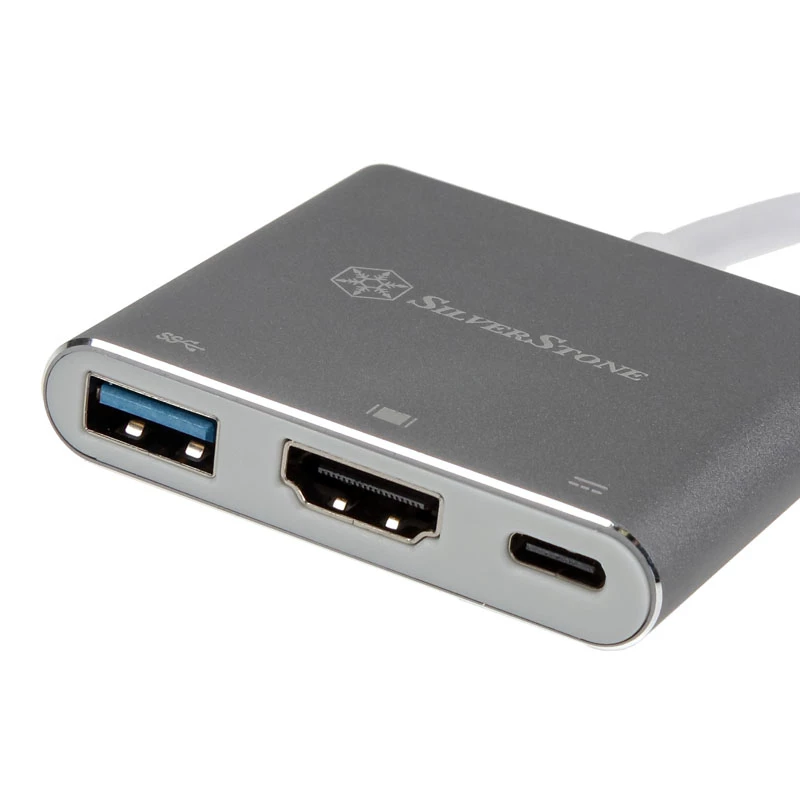 SilverStone SST-EP08C - USB 3.1 Type-C Adapteris uz HDMI/USB Type C/USB Type A - Sudraba