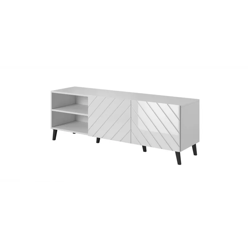 RTV skapis ABETO 150x42x52 balts/balts glancēts