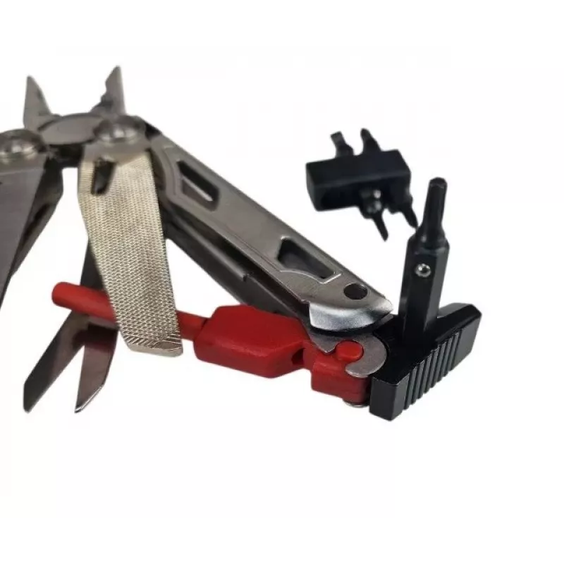 Multitool AZYMUT Giewon FS Fire Starter — daudzfunkciju rīks ar 19 instrumentiem, krama šķiltavu, svilpi un jostas maciņu (H2038A)
