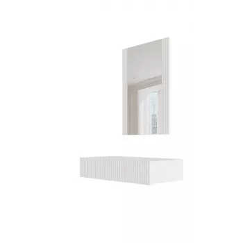 Tualetes galdiņš ar spoguli cama meble PAFOS 80×41,6×100 cm, balts matēts, MDF rāmis, 1 atvilktne