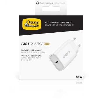 Sienas lādētājs OTTERBOX 30W USB-C PD Balts — 30W jauda, viens USB‑C ports