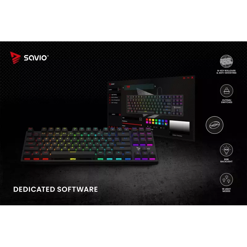Mehāniskā tastatūra RGB Tempest X2 Outemu Blue Savio Savgk-tempest X2 Bl