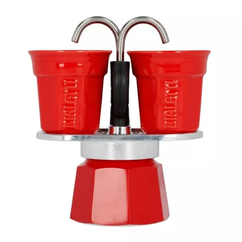 Bialetti Mini Express kafijas automāts sarkans 2tz + 2 krūzes