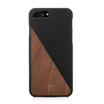Aizsargājošs koka un ādas maciņš Woodcessories EcoSplit priekš iPhone 7 Plus / 8 Plus — Valrieksts Melns