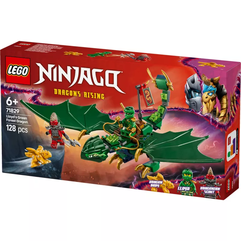 Konstrukciju rotaļlietu komplekts LEGO NINJAGO 71829 Lloyd's zaļa Forest Dragon, 128 gabali, 2 minifigūras, vecumam no 6 gadiem