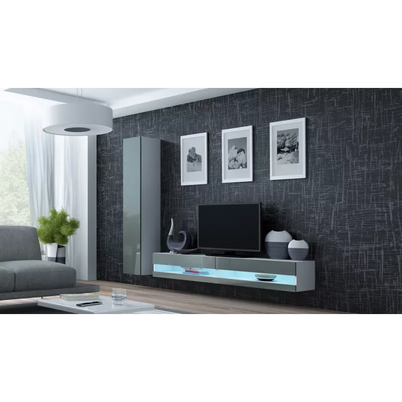 Cama TV statīvs VIGO jauna 30/180/40 balts/pelēks glancēts