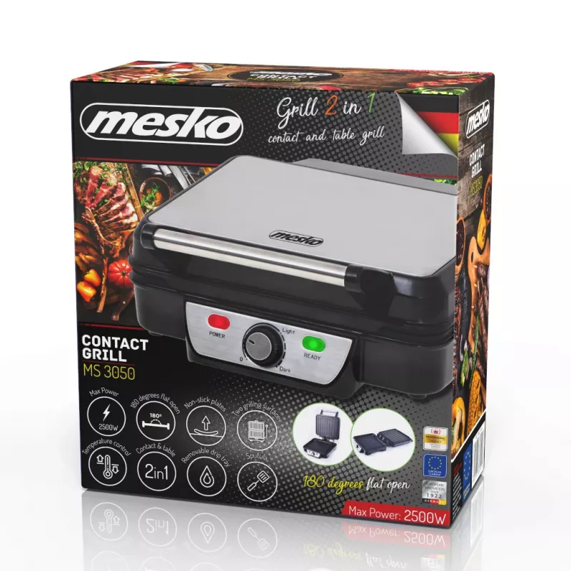 Mesko MS 3050 Kontakta grils, 1800W, melns/nerūsējošs tērauds