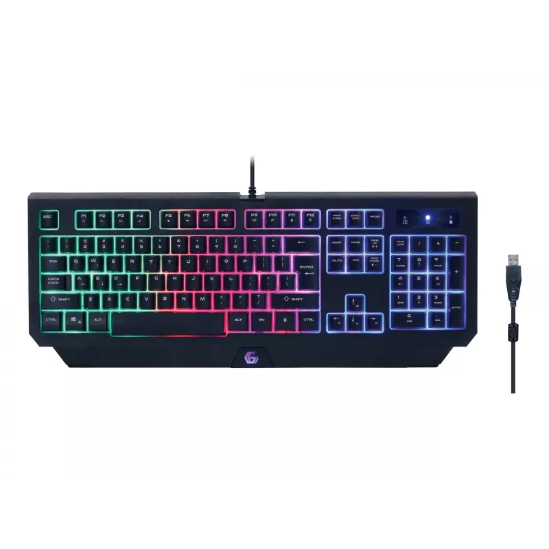 Spēļu tastatūra GEMBIRD GGS-UMGL4-01 pilna izmēra USB QWERTY 104 taustiņu US English ar peli, melna