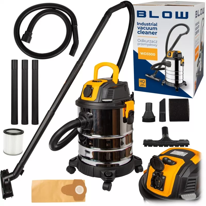 BLOW WD3300 rūpnieciskais putekļsūcējs ar 230 V kontaktligzdu 2000 W