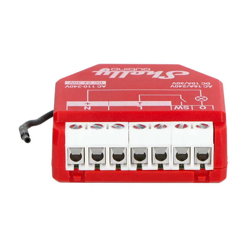Viedais slēdzis Shelly W 1PM plastmasas 16A 110–240V, Z‑Wave, 868,4 MHz, sarkans, 42×37×16 mm