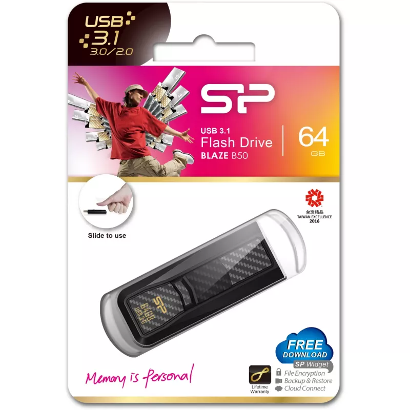 USB zibatmiņa Silicon Power 64GB USB Type-A 3.2 Gen 1 Blaze B50