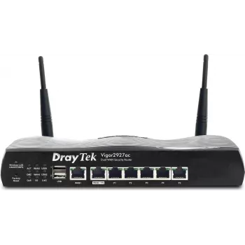 Draytek Vigor 2927ac - bezvadu maršrutētājs ar 5 portu komutatoru - 1GbE - WAN porti: 2 - Wi-Fi 5 - divjoslu (v2927ac-DE-AT-CH)