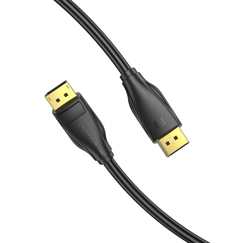 DisplayPort 1.4 kabelis Vention HCCBI, 3 m, 8K@60Hz / 4K@120Hz, 80 Gbit/s, apzeltīti kontakti, melns