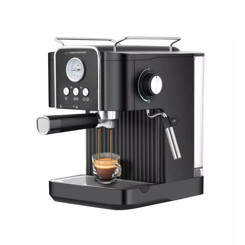 Espresso kafijas automāts ESPERANZA EKC010 — 1,8 L ūdens tvertne, 850 W, 20 bāri, iebūvēts piena putotājs