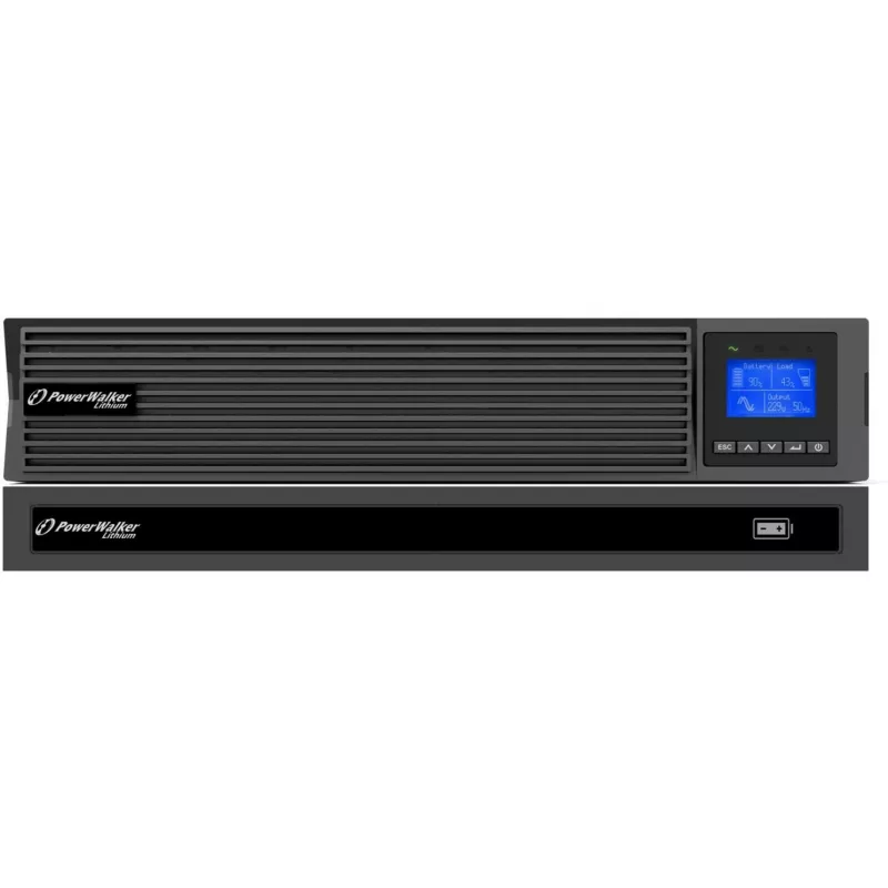 UPS statīvam Powerwalker Vfi 1000 LICR IOT PF1 tiešsaistes 1000VA 8X Iec C13 USB-B RS-232 LCD 2U