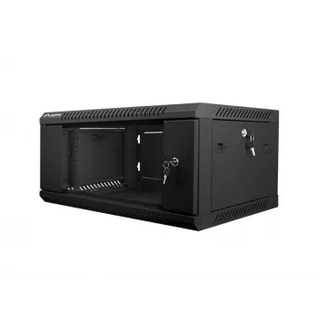 Stiprināms pie sienas statīvs LANBERG WF01-6404-10B 4U 19 collas 600×450×285 mm IP20 melns, 60 kg ietilpība