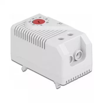 Termostats DELOCK 66824, plastmasas korpuss, IP20, 30 W, 250 V, 10 A, 43×60×33 mm, pelēks/sarkans