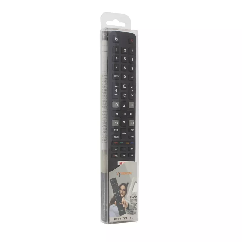 Tālvadības pults SBOX RC-01406 TCL televizoriem — saderīgs nomaiņas variants vairākiem TCL modeļiem