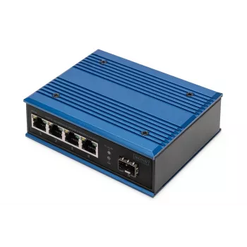 Digitus 4 portu Gigabit Ethernet tīkla PoE slēdzis, industriāls, nepārvaldāms, 1 SFP augšupsaite