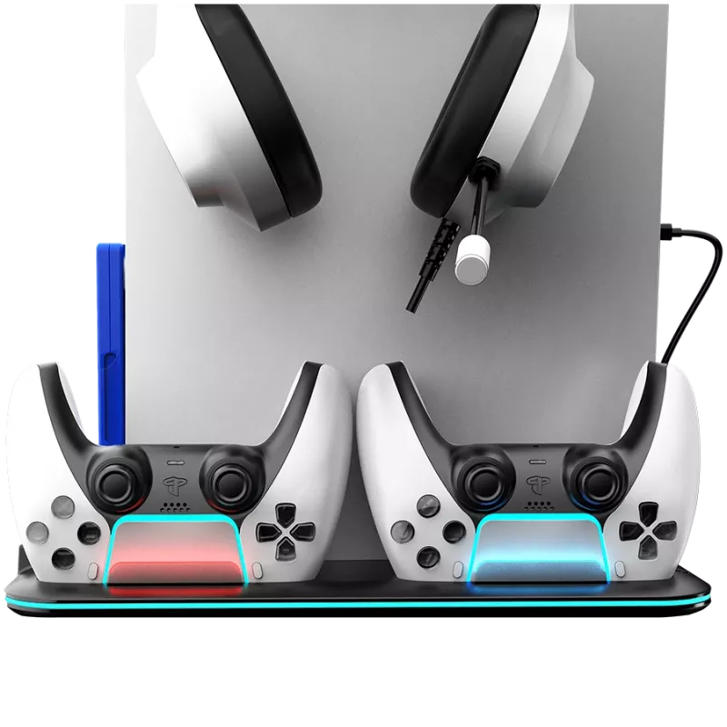 Dzesēšanas statīvs CANYON CS-51 RGB PS5 plāns melnā krāsā ar dubultu kontrolieru uzlādi