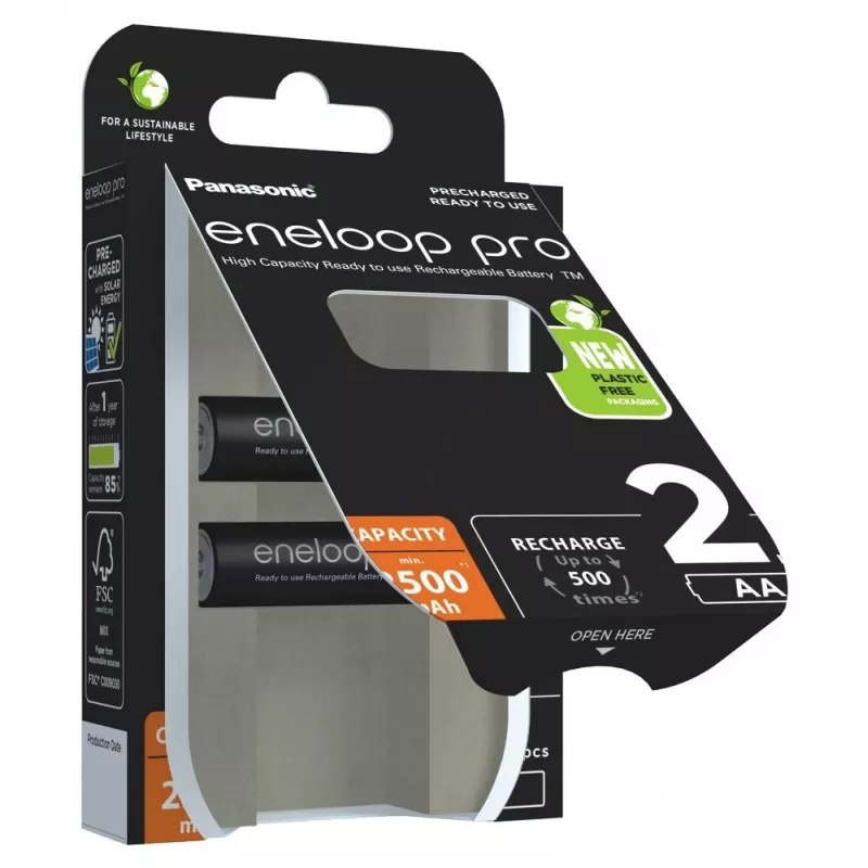 Uzlādējamās baterijas PANASONIC ENELOOP PRO AA 2500 mAh 2 gab. (BK-3HCDE/2CP)