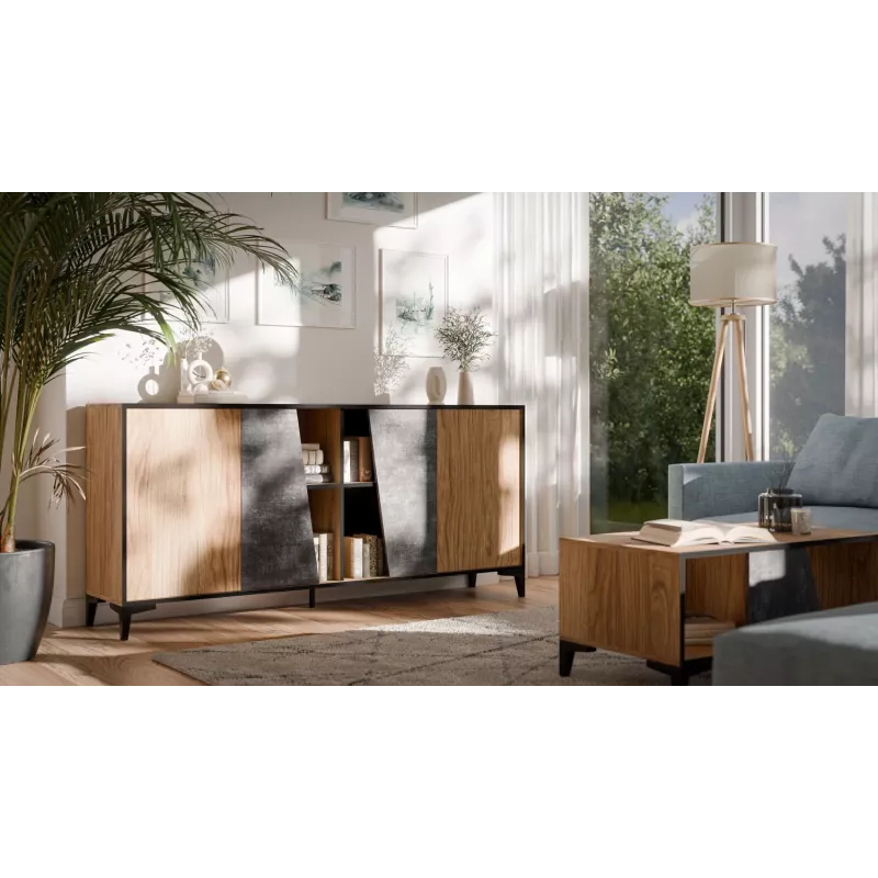 Cama 4D kumode OVO 180x38xH83 ozols/betons