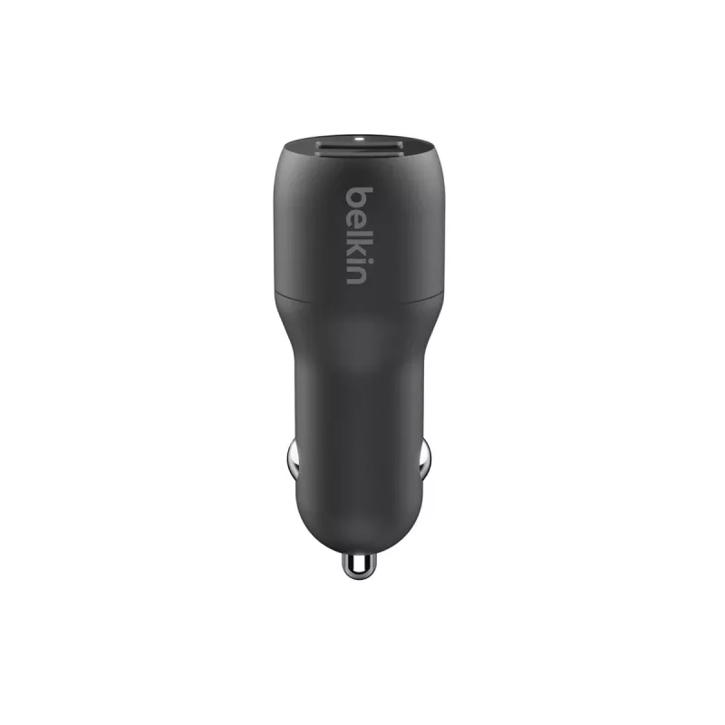 Divu USB-A automašīnas lādētājs 12W x2 Melns