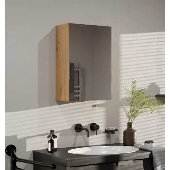 Vannas istabas uzglabāšanas skapis top e shop POLA 1DL ARTISAN — stiprināms pie sienas, Ozolkoka rāmis, 400×220×600 mm, 3 plaukti