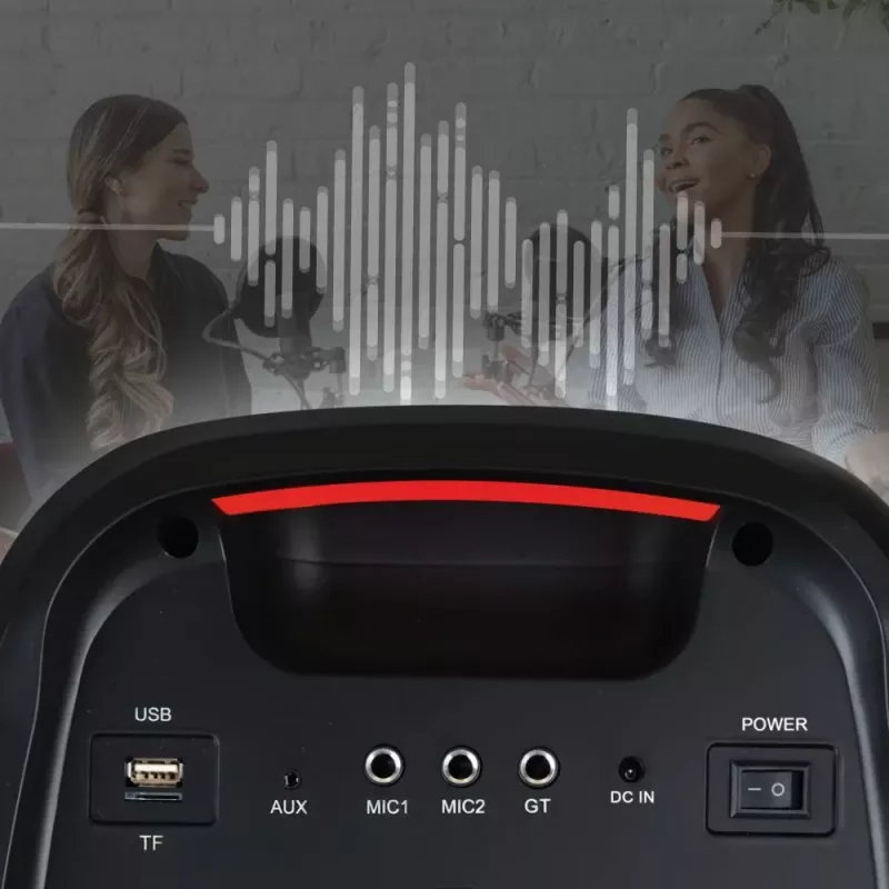 Portatīvs skaļrunis MANTA ATTIS SPK0802 120W, Bluetooth, vadu ieeja, uzlādējams, FM, LED gaismas