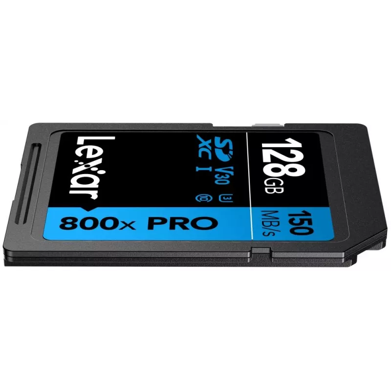 SDXC atmiņas karte Lexar 128GB UHS-I 800xPRO Class 10 U3 V30 — 150 MB/s lasīšana, 45 MB/s rakstīšana, melna