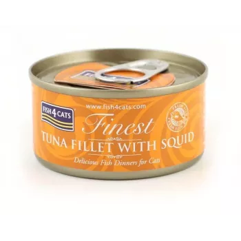FISH4CATS Tunča fileja ar kalmāru - mitrā kaķu barība - 70g
