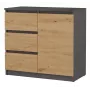Kumodes augšdaļa e-veikals Topeshop 1D3S 80×40×75 cm, antracīta ozola amatnieku matēta