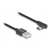 DeLOCK USB 2.0 kabelis, Type-A vīriešu uz Type-C vīriešu, leņķveida, 0,5 m, melns