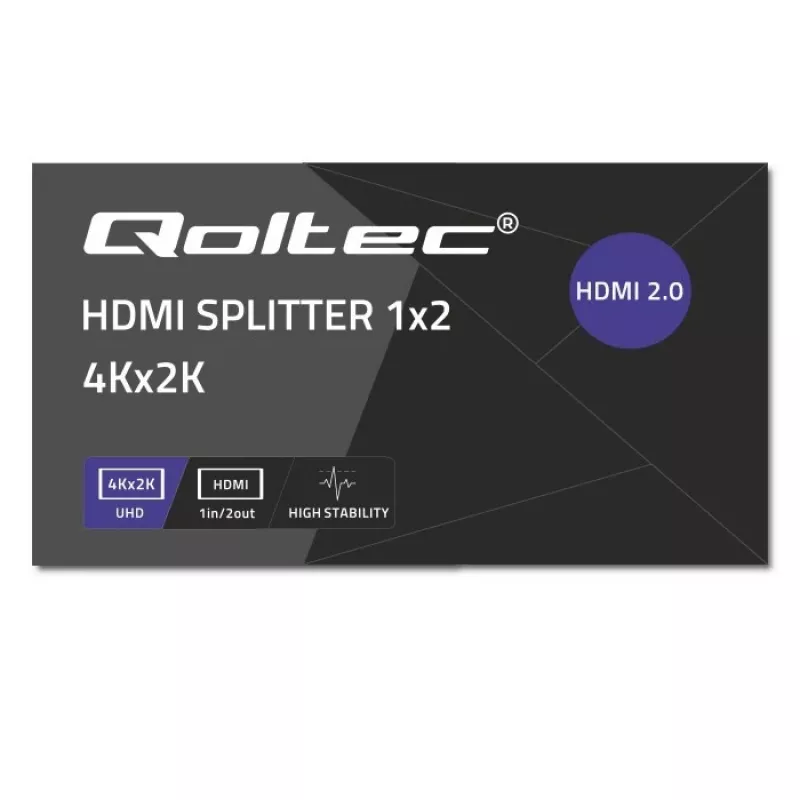 Qoltec 51797 Aktīvs HDMI sadalītājs 2 x HDMI 4K x 2K | 6Gb/s | 60Hz