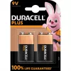 Duracell Plus 9V (MN1604) baterija — 2 gab. iepakojumā, kopējais svars 0,102 kg
