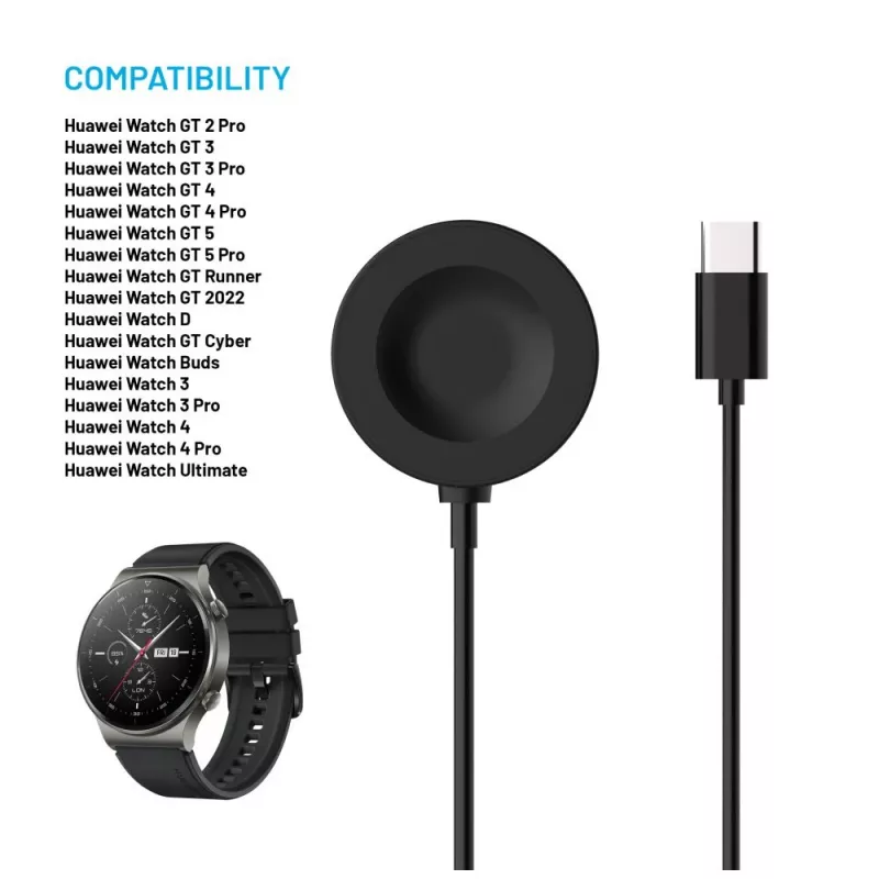 FIXED USB-C kabelis Huawei Watch GT/GT 3 Pro/Watch 4/4 Pro/Watch 5/5 Pro