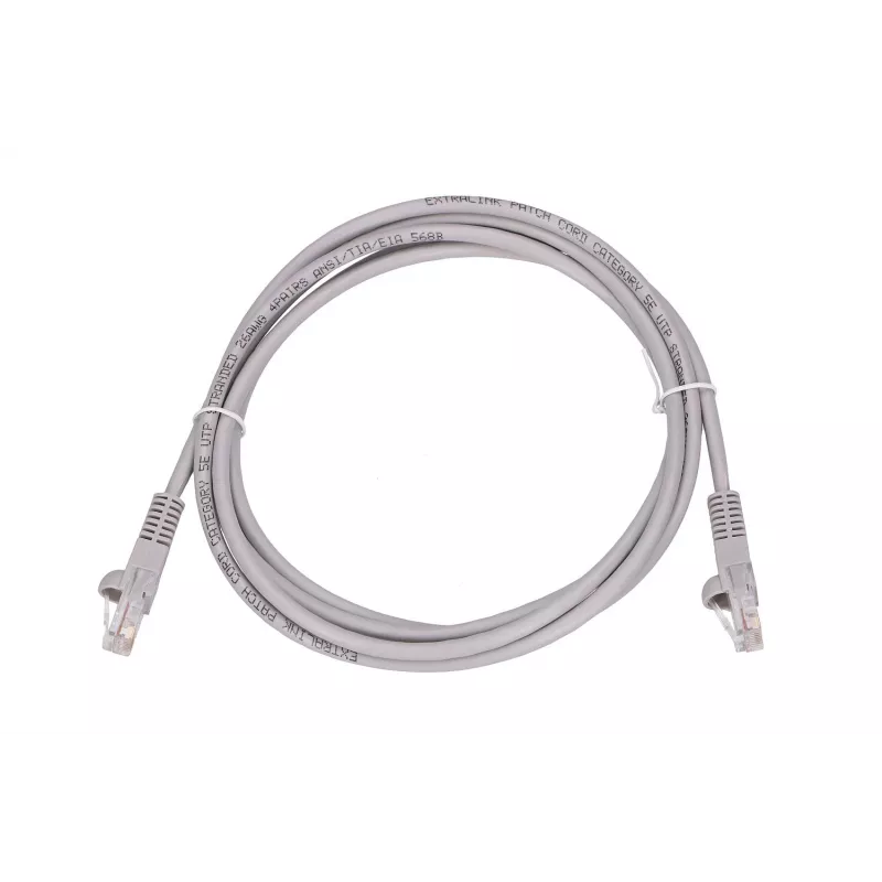 LAN ielāpu vads Extralink Cat.5e UTP 2 m, RJ-45 uz RJ-45, pelēks