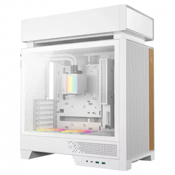 Desktop PC case DeepCool CL6600 WH — balta, supports ATX/PS2/SFX/SFX-L PSUs, 140 mm front, 120/140 mm top/rear, 2.5 inch & 3.5 inch drives