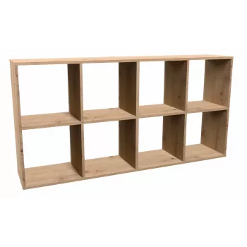 Dzīvojamās istabas grāmatu skapis Top e Shop MALAX 2X4 ARTISAN, dabīgā koka tonis, 8 plaukti, 1470×300×750 mm