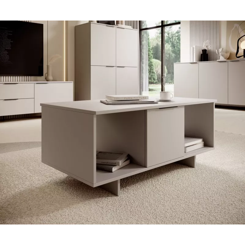 Kafijas galdiņš cama meble ALMA 100×55×55 cm, taisnstūrveida smilškrāsas galda virsma, kašmira apdare