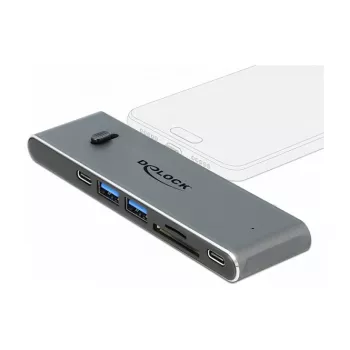 Dokinga stacija DeLOCK Dual USB Type-C ar HDMI, USB 3.2, SD, PD 3.0