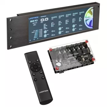 Lamptron CU135 ventilatora kontrolieris + RGB kontrolieris ar displeju, ARGB - melns