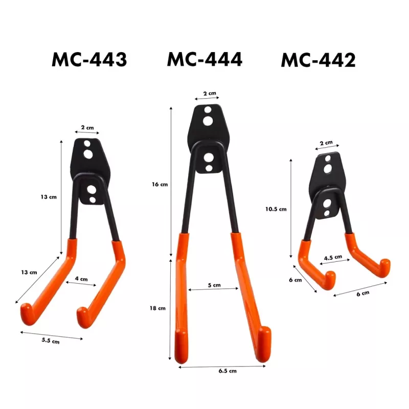Garāžas āķis MACLEAN MC-443, tērauda sienas āķis instrumentiem un aprīkojumam, 50 kg ietilpība