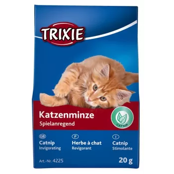 Trixie 4225 kaķumētras našķis — 20 g augu izcelsmes zāles un dārzeņu delikatese pieaugušiem kaķiem, kartona iepakojums
