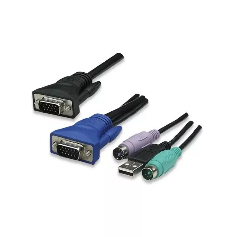 Intellinet 8 portu statnes KVM slēdzis, kombinēts USB + PS/2, ekrāna displejs, komplektā kabeļi (EU 2 kontaktu spraudnis)