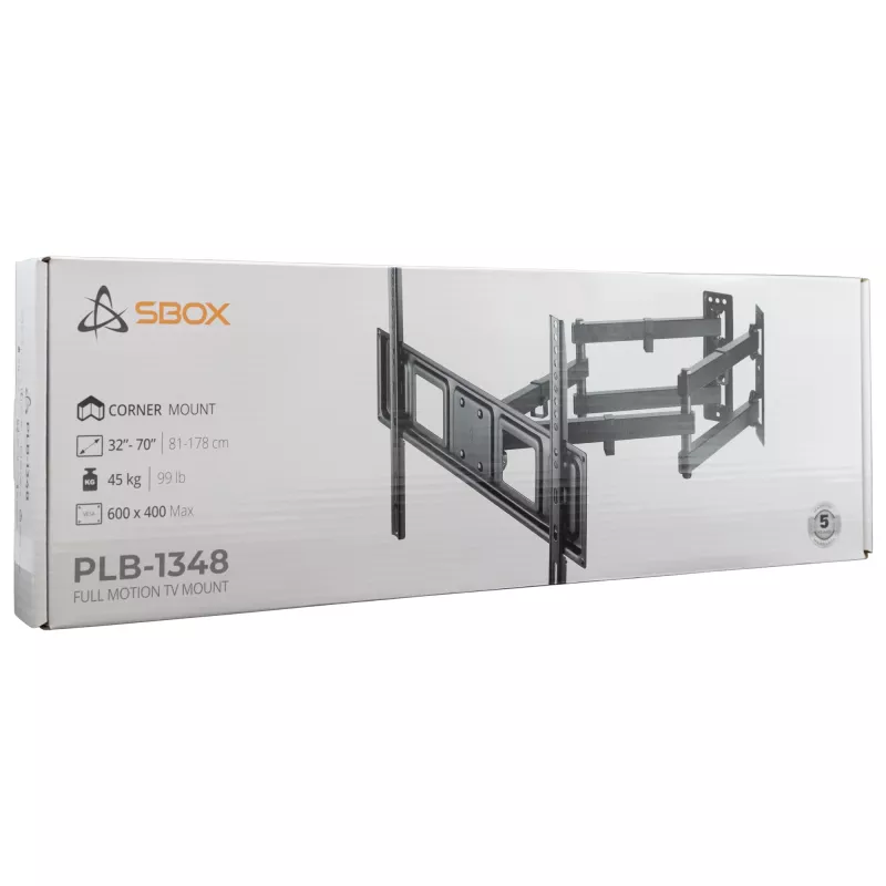 TV sienas stiprinājums SBOX PLB-1348-2 37-63 collu televizoriem, līdz 60 kg, VESA 800x400